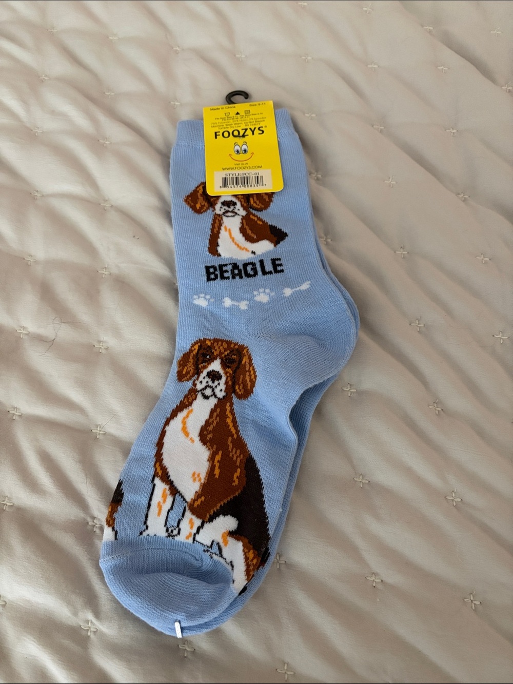 Light Blue Beagle Dog Socks